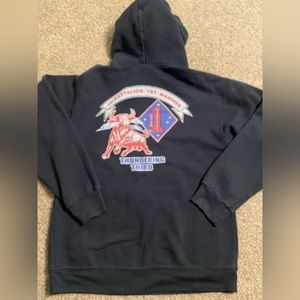 3D Battalion 1st Marines Thundering Third Black Hoodie Medium by Jerzees